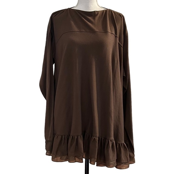 NEW The Look by Randolph Duke Convertible Multi-way Tunic Dress Top SZ 1X Brown - Picture 1 of 8